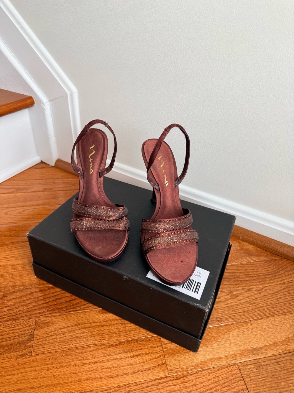Nina Metallic Burgundy Slingback Heels